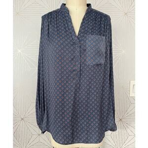 H&M ¾ Button Down Focus Long Sleeve Blouse with Pocket Sz 10 Blue Casual Office